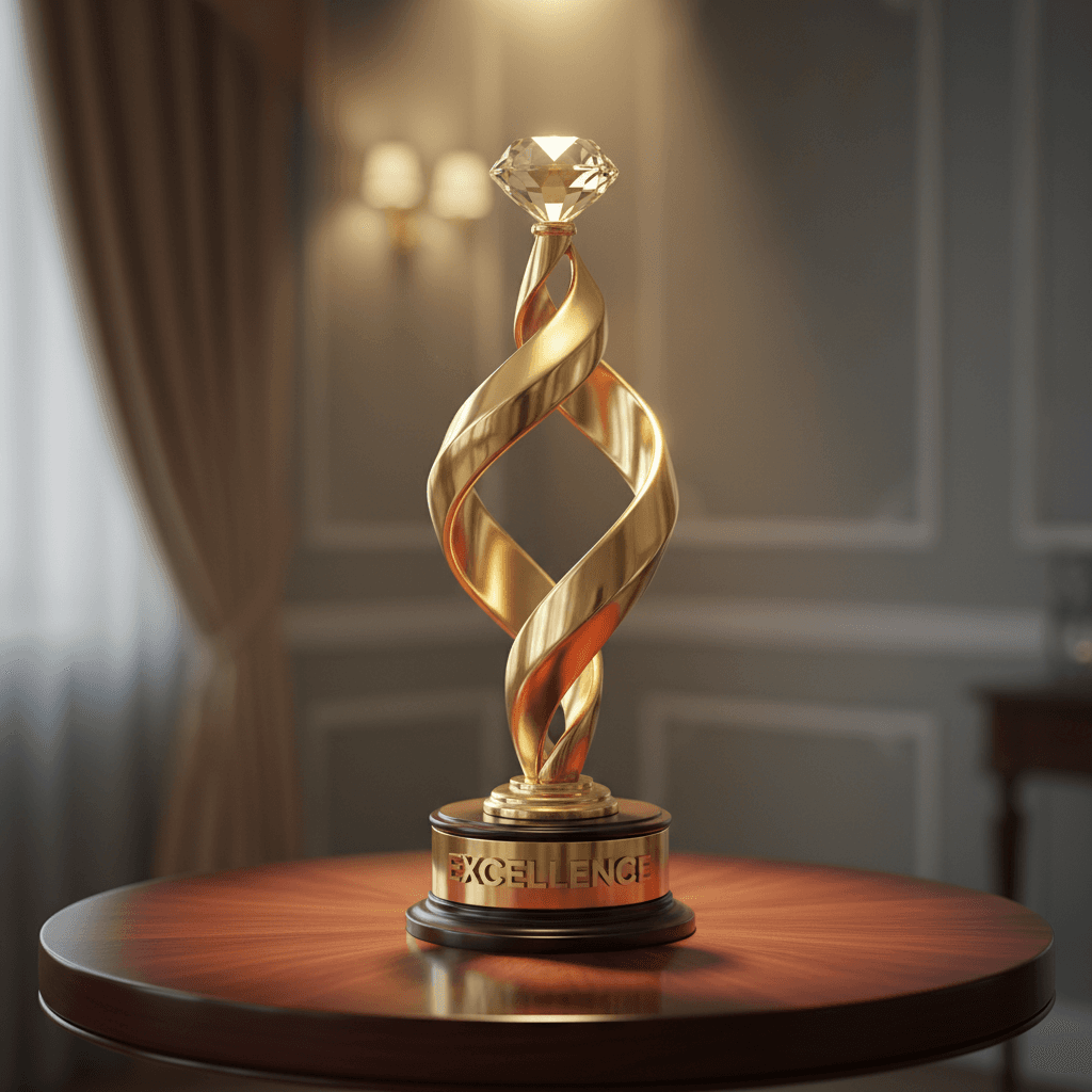 Excellence award trophy for AI research innovation