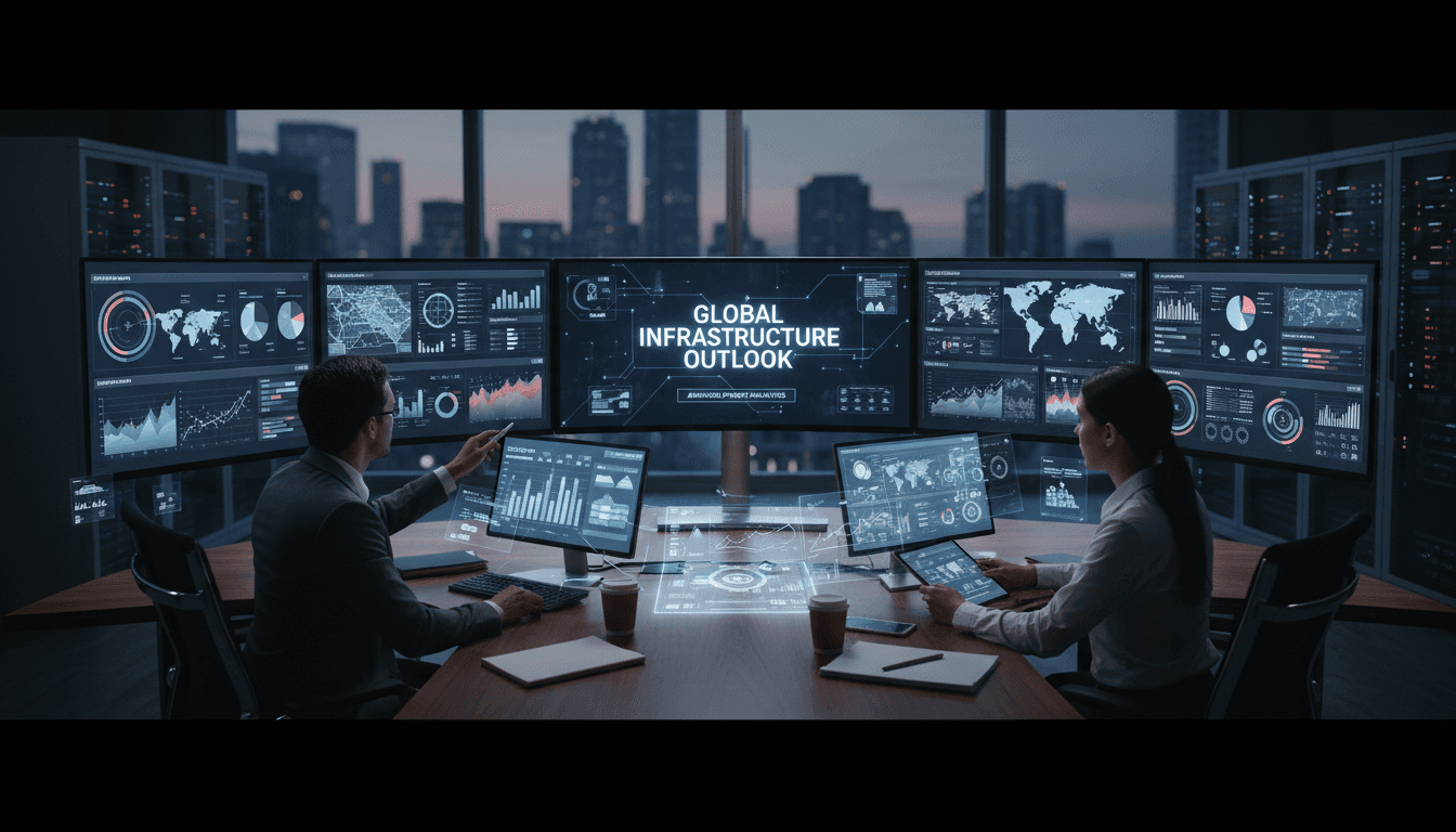 Investment team analyzing project infrastructure data