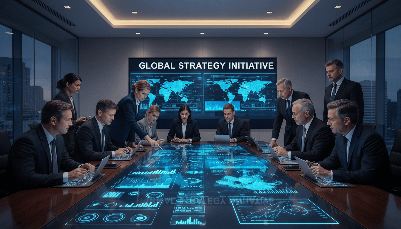 Government officials analyzing data in professional meeting