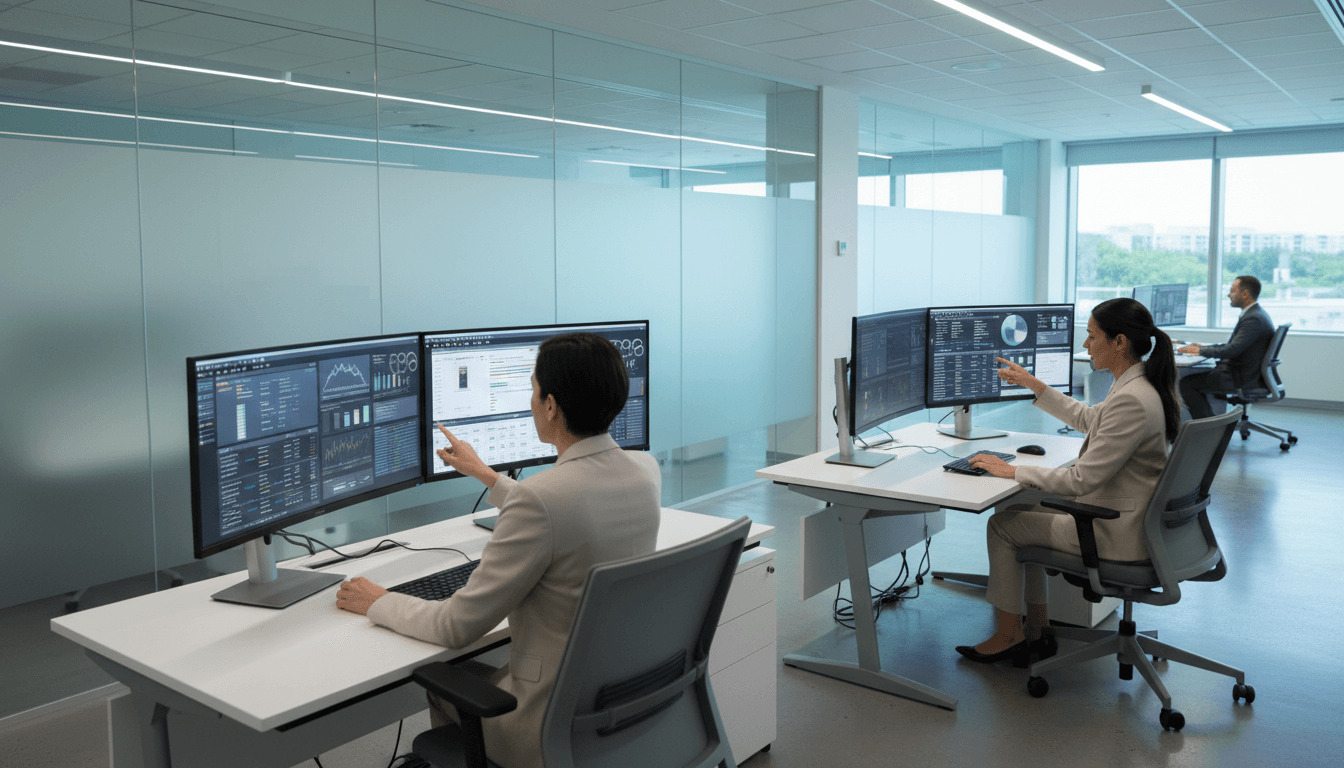 Healthcare team managing data securely in medical facility